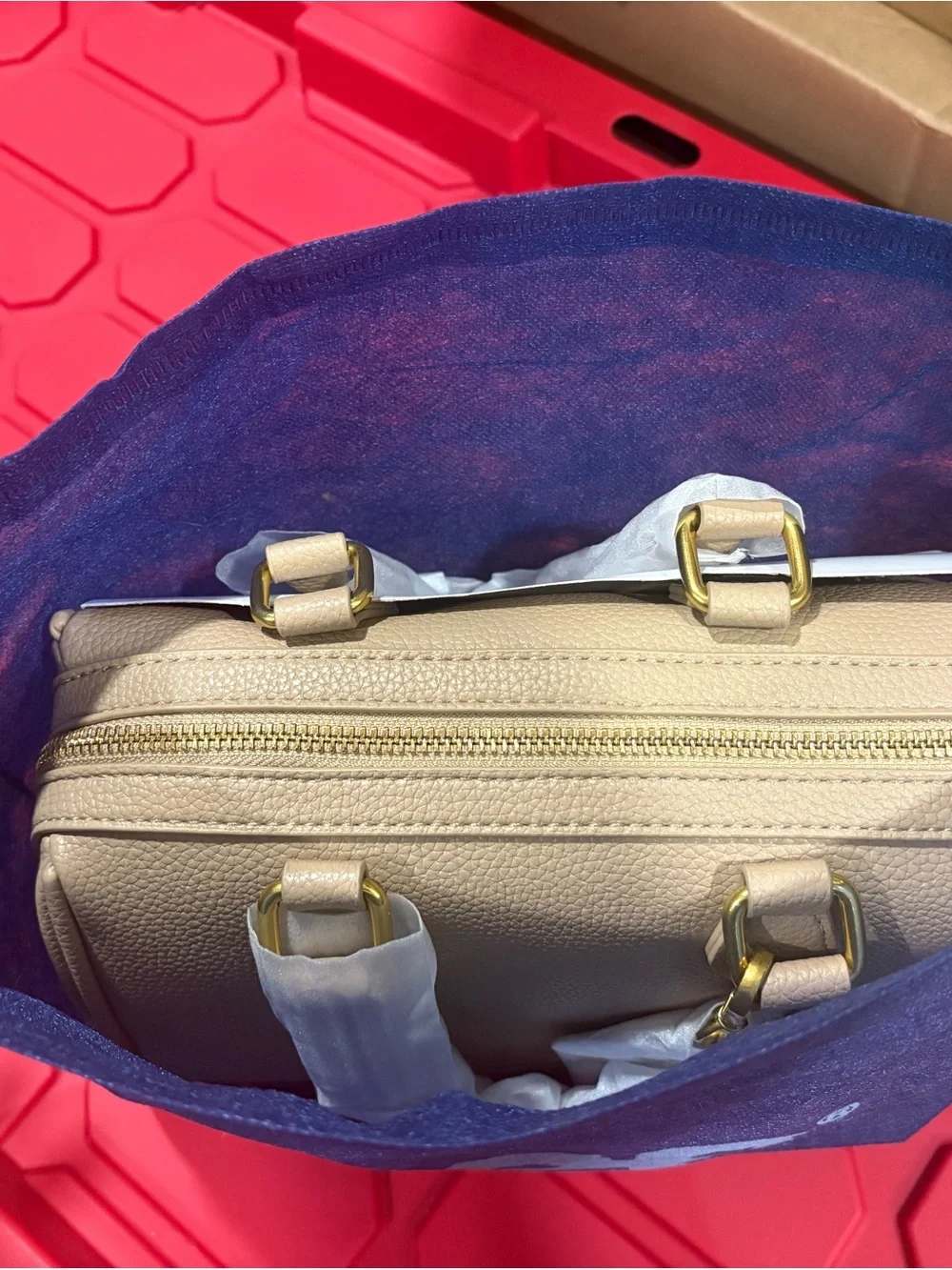 NWT Lee Khaki Beige Small Satchel Top Handle Crossbody Purse